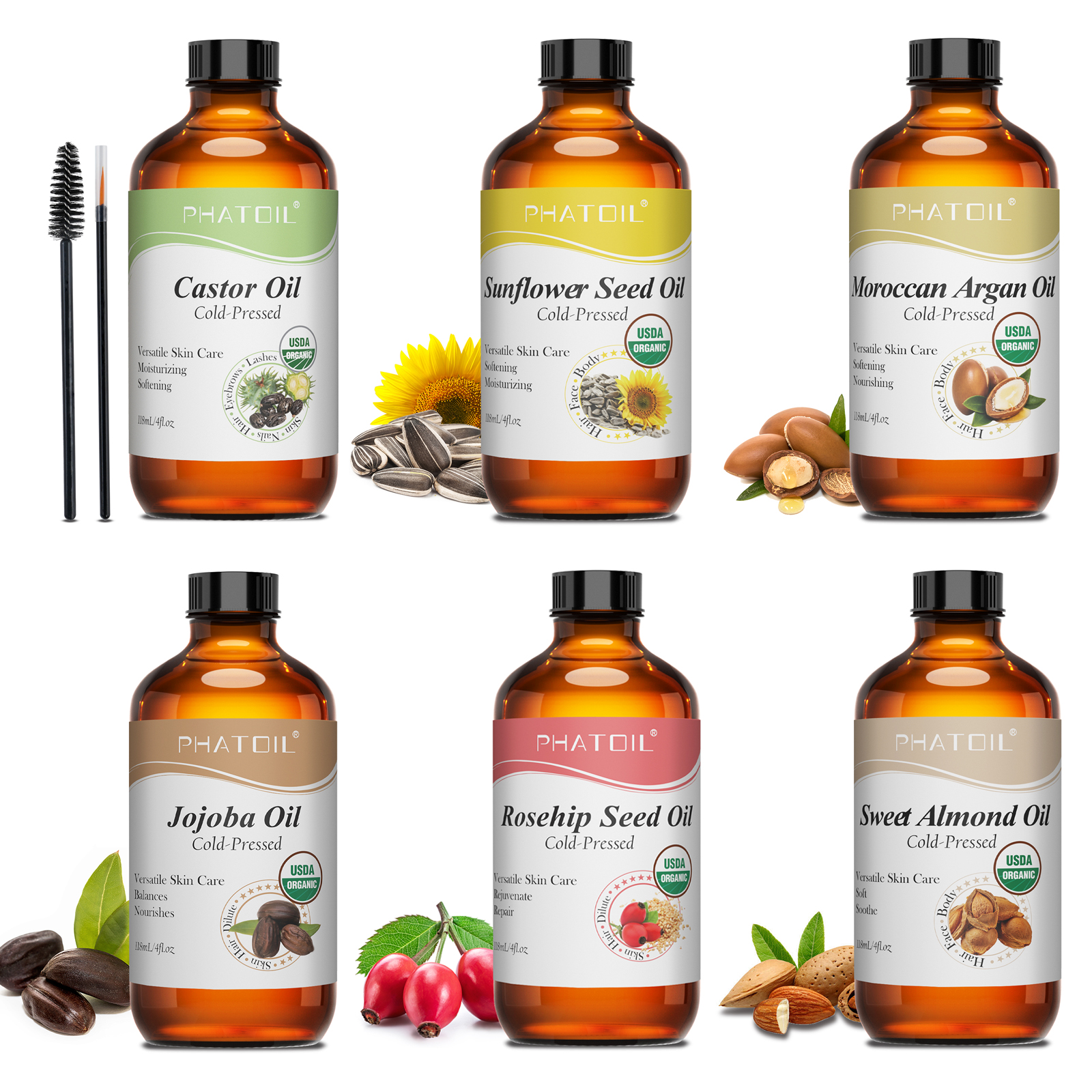 Cold Pressed Rose Hip - PHATOIL 118ml Organic Face Oil Natural