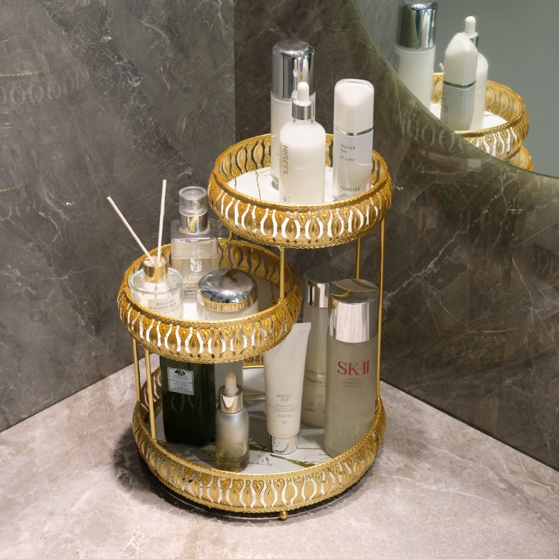 Luxury Gold Skincare - Light Luxury Gold Carved Multi-layer Storage