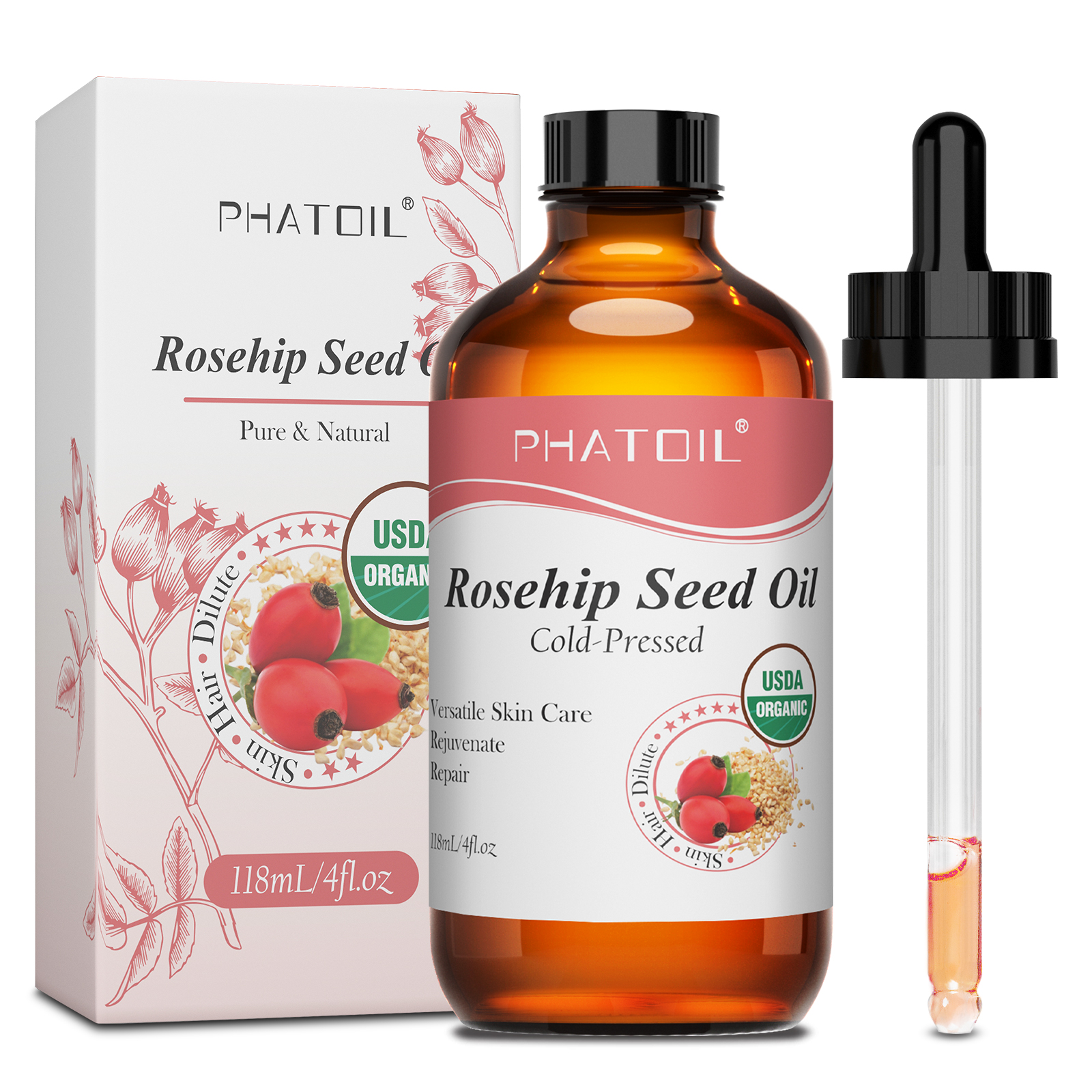 PHATOIL 118ml Organic Jojoba O – обзор и цена Cold Pressed Rose Hip